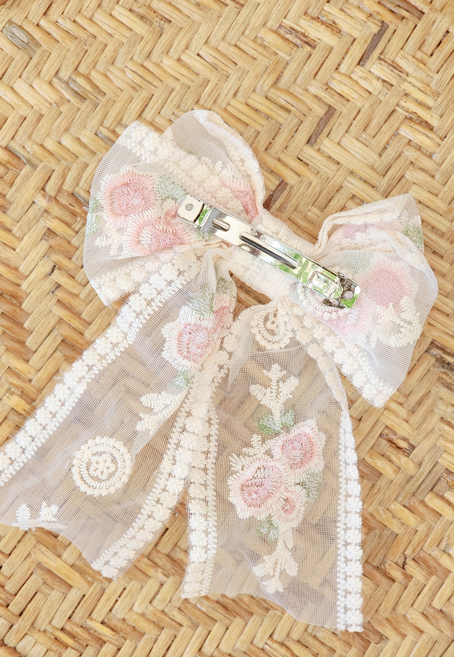 Lace Rose Big Bow Clip