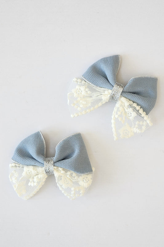 Simply Blues Bow Hair Clips