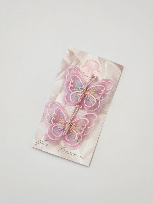 Pink Butterfly Hair Clips