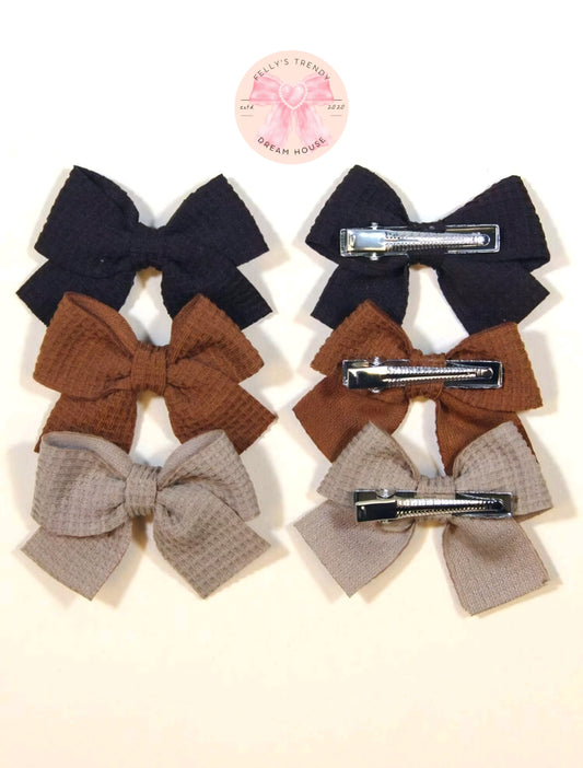 Brown Bows Hair Clips