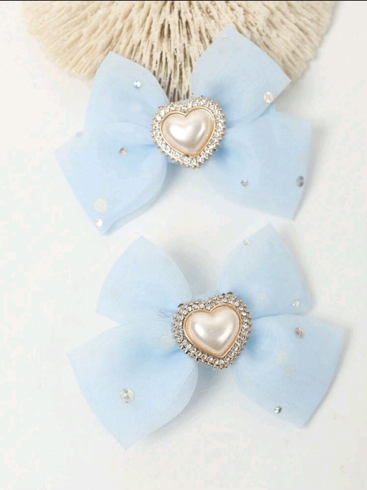 Cinderella Faux Pearl Heart Hair Clips