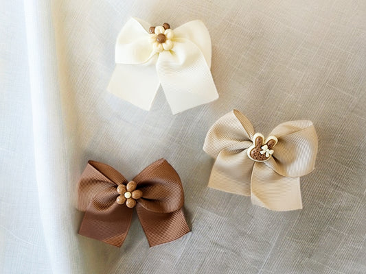 Adorbe Neutral Bow Hair Clips